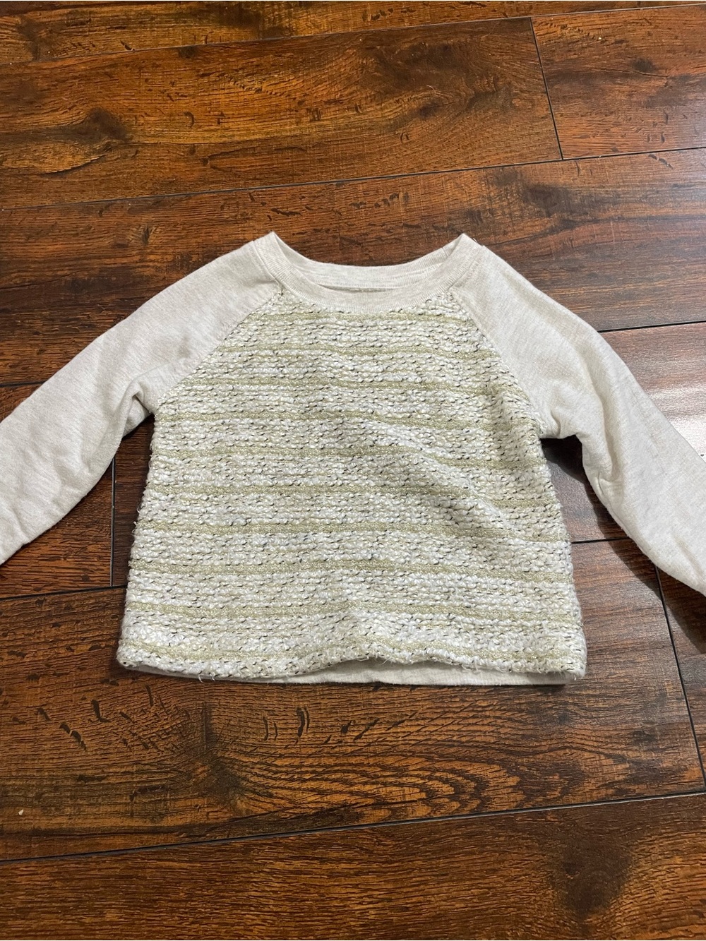 GAP Girls Ivory Cream Textured Raglan Sweatshirt
